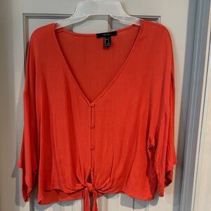 Forever 21 Women's Red Button-Down Blouse
